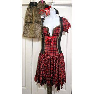 Party King Sexy Werewolf Costume Dress Faux Fur Tail Boot Covers Ears Halloween